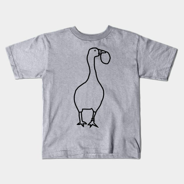 Goose Steals Easter Egg Minimal Line Drawing Kids T-Shirt by ellenhenryart